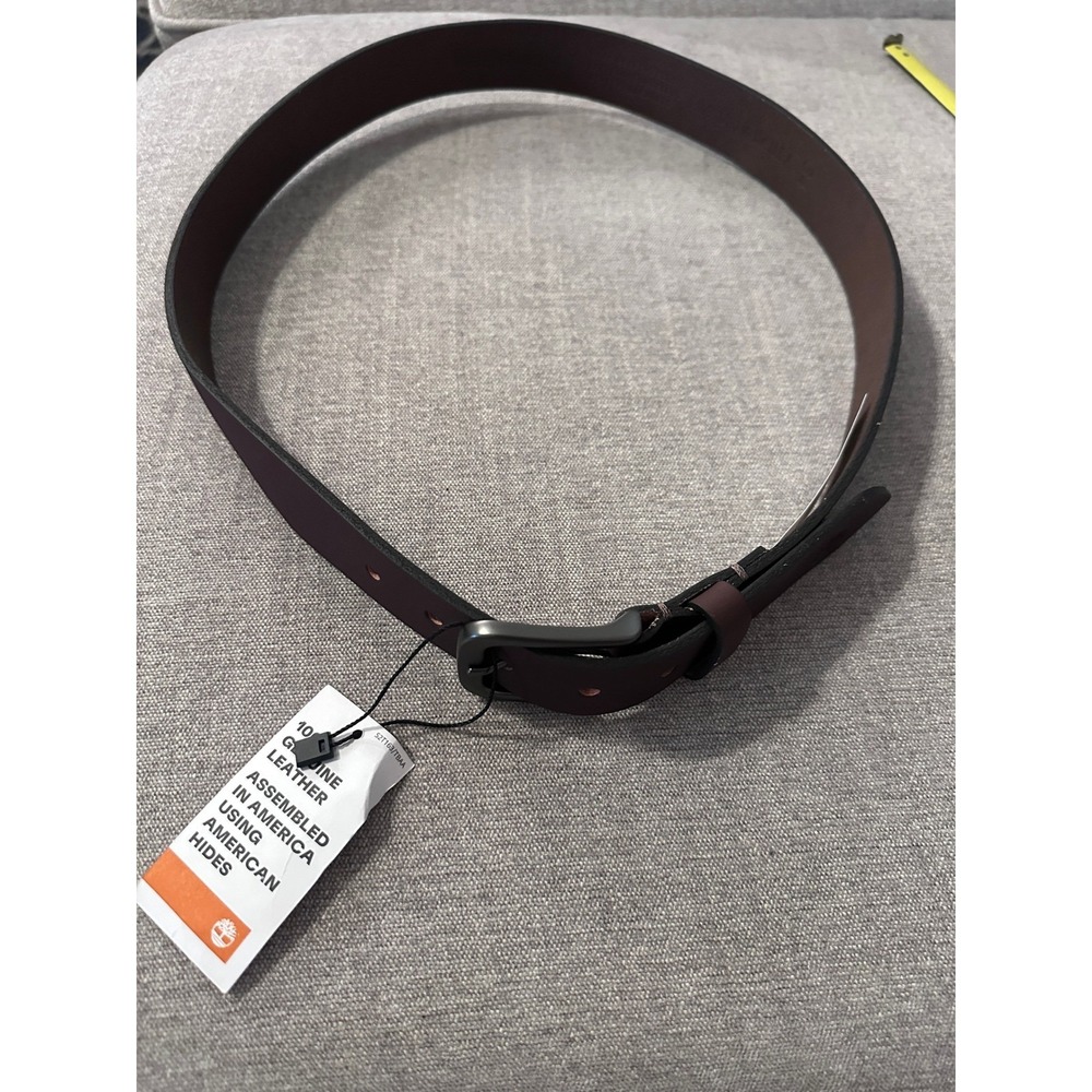 Timberland Mens Brown Leather Belt Size 34 Assembled in America NWT